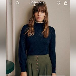 Sezane Arielle Turtleneck Sweater with Contrast Trim